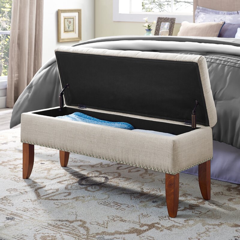 mortensen upholstered flip top storage bench